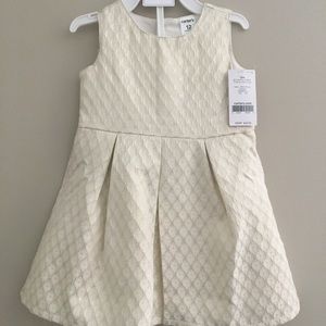 Ivory and gold jacquard dress